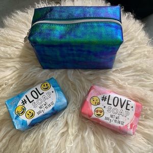 Emoji Luxury Aromatic Soaps + Lined Iridescent Bag